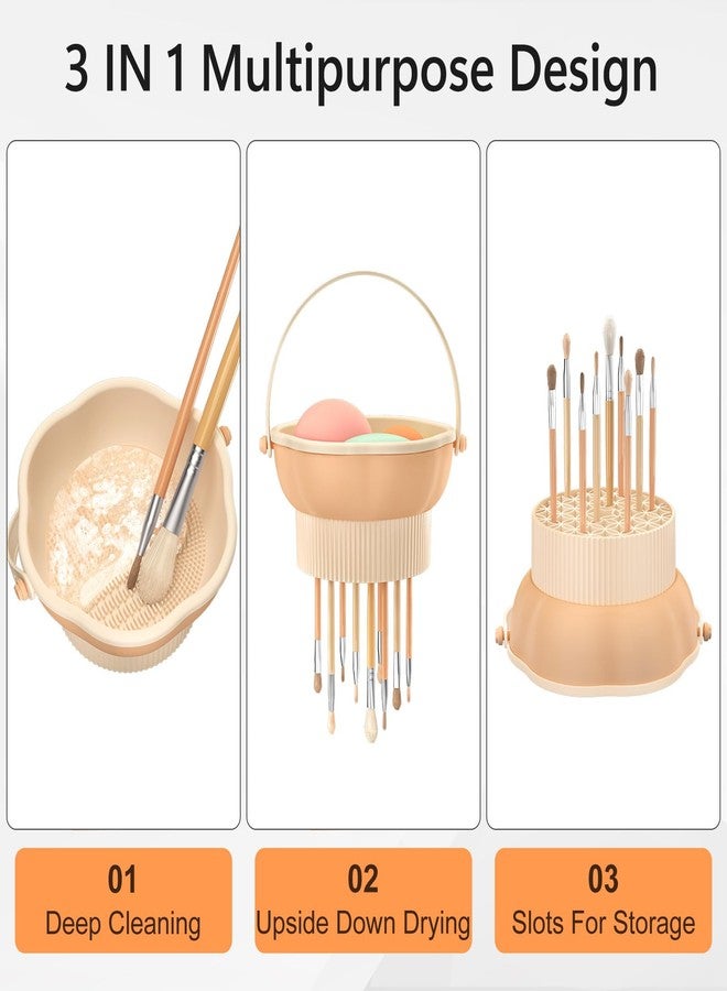 senbowe 3 in 1 Makeup Brush Cleaner Mat, Silicone Makeup Brush Cleaner Bowl Cosmetic Brushes Cleaning Pad Tool Organizer for Storage and Air Drying, Make Up Brush Washing Tool for Sponge - Image 2